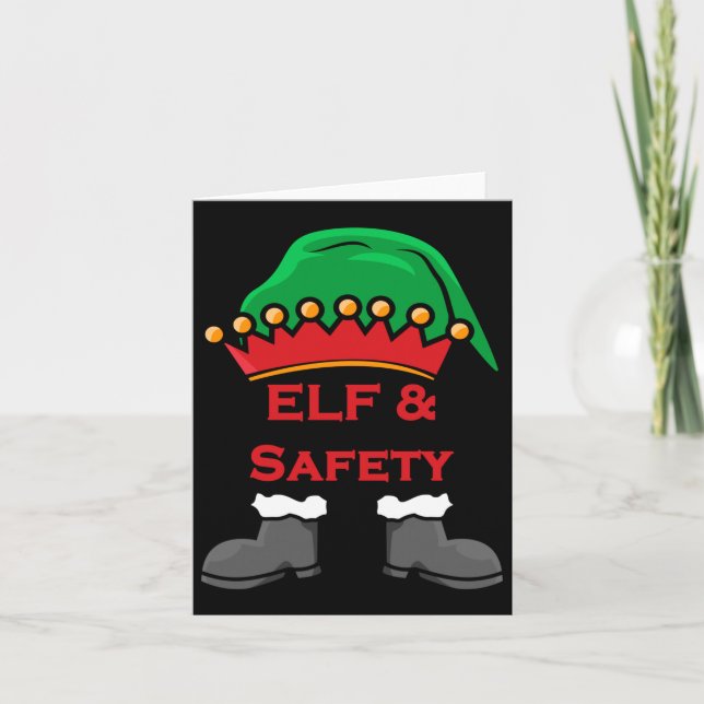Elf And Safety, Funny Health &amp; Safety Elf Long Card (Front)