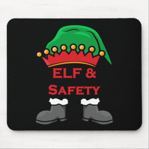 Elf And Safety, Funny Health & Safety Elf Long Mouse Pad