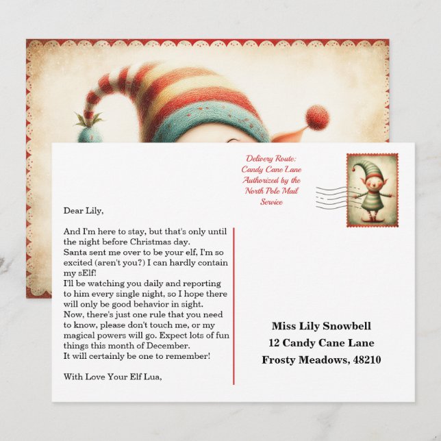 Elf Arrival Letter | North Pole Welcome Message Invitation (Front/Back)