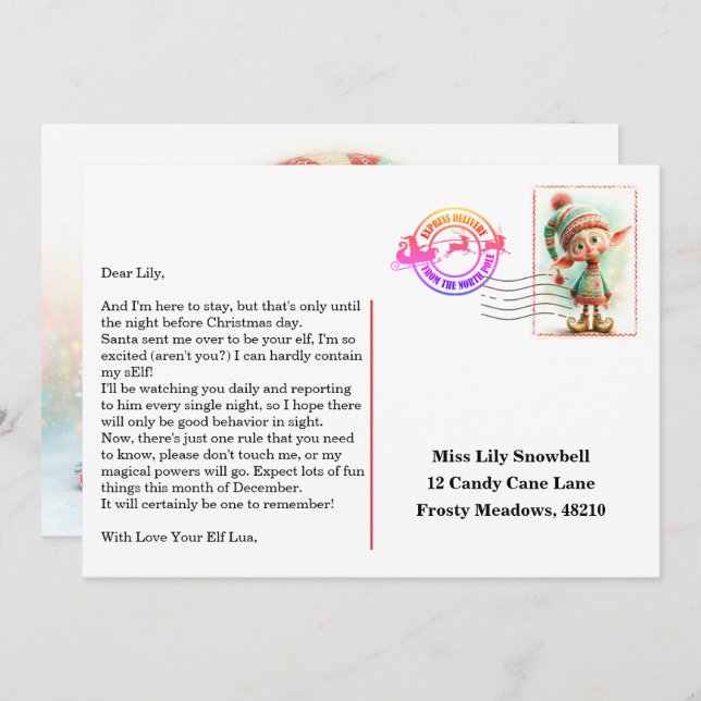 Elf Arrival Letter | North Pole Welcome Message Invitation (Front/Back)