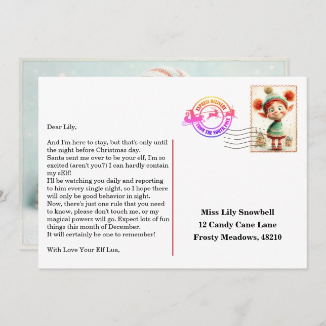 Elf Arrival Letter | North Pole Welcome Message Invitation (Front/Back)
