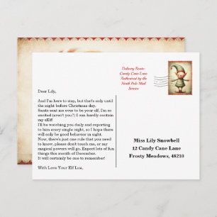 Elf Arrival Letter North Pole Welcome Message Postcard