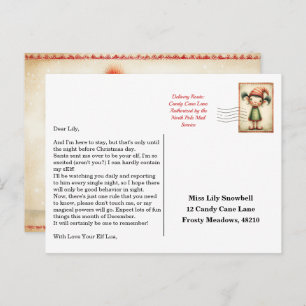 Elf Arrival Letter North Pole Welcome Message Postcard