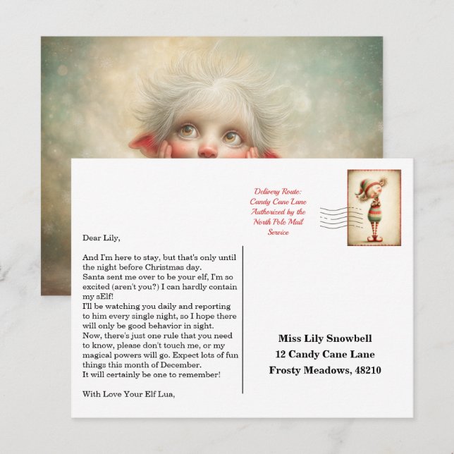 Elf Arrival Letter | North Pole Welcome Message Postcard (Front/Back)
