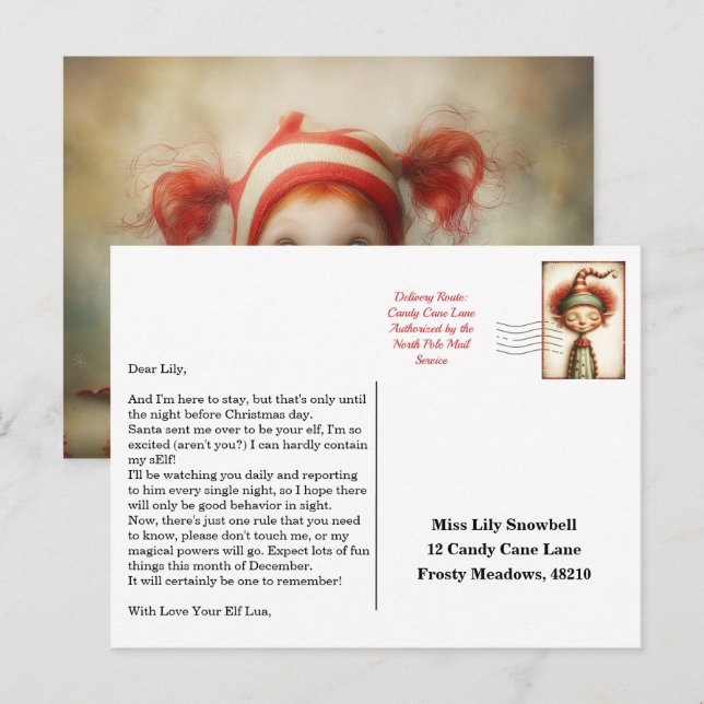 Elf Arrival Letter | North Pole Welcome Message Postcard (Front/Back)
