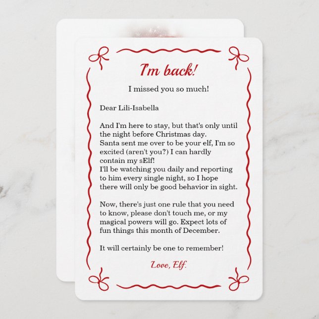 Elf Arrival Letter | Special Delivery from the Nor Holiday Card (Front/Back)