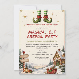 Elf Arrival Party North Pole Christmas Party Invitation