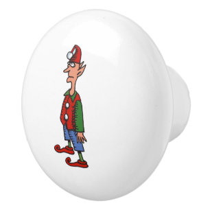 Elf At Attention white ceramic knob
