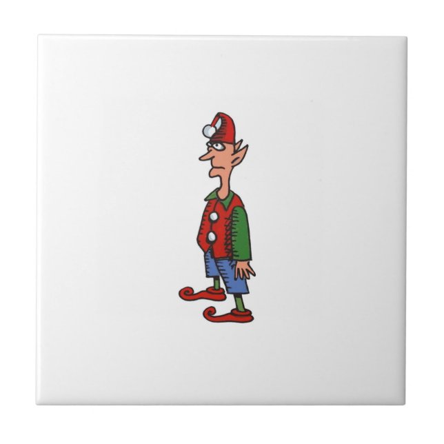 Elf At Attention white small ceramic tile (Front)