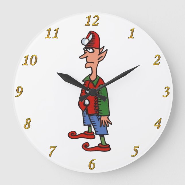 Elf At Attention white wall clock (Front)