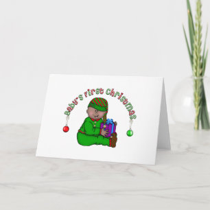 Elf Baby African American 1st Christmas Holiday Card