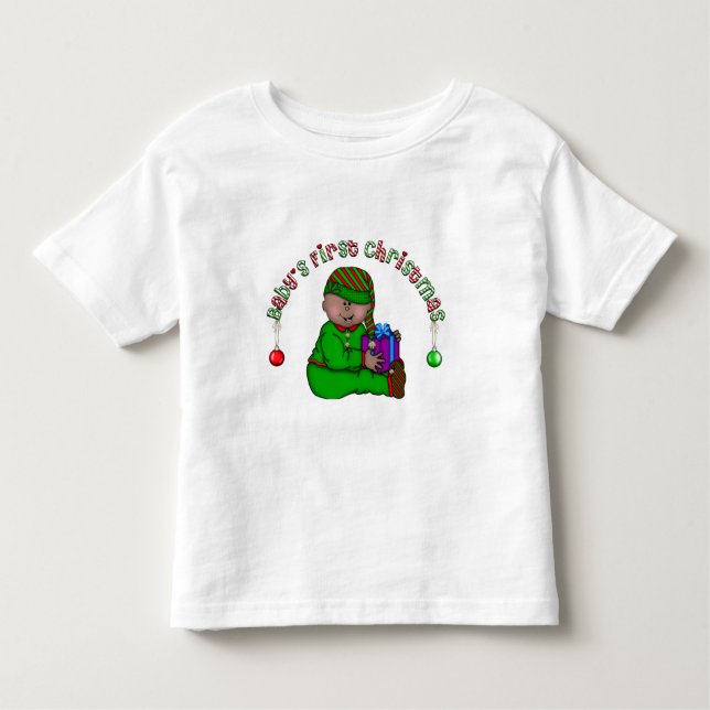 Elf Baby African American 1st Christmas Toddler T-Shirt (Front)