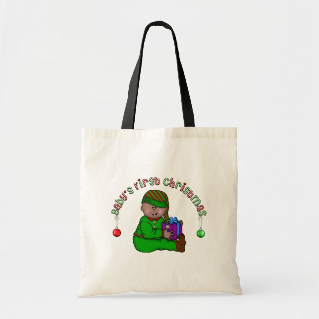 Elf Baby African American 1st Christmas Tote Bag (Front)