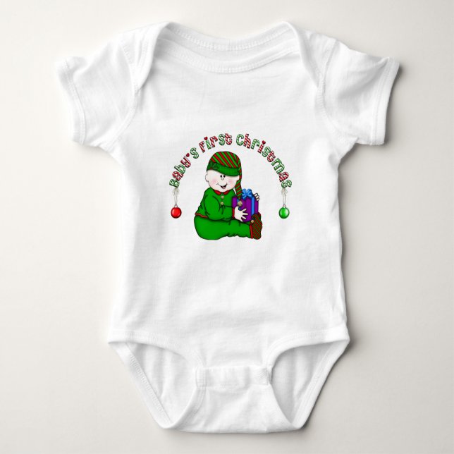 Elf Baby White First Christmas Tshirts and Gifts (Front)