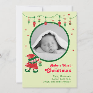 Elf Baby's First Christmas Photo Announcement