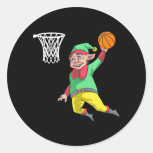 Elf Basketball Christmas Slam Dunk Gif PBV Classic Round Sticker