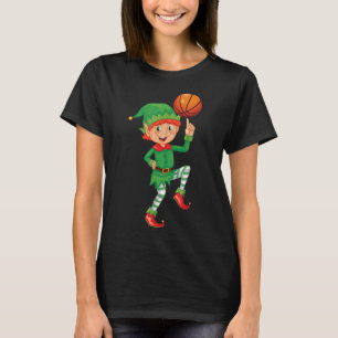 Elf Basketball Player Christmas Cute Sports X-Mas T-Shirt
