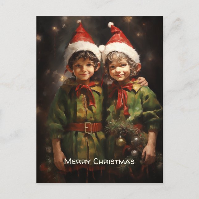 Elf Bestie Friends Holiday Postcard (Front)