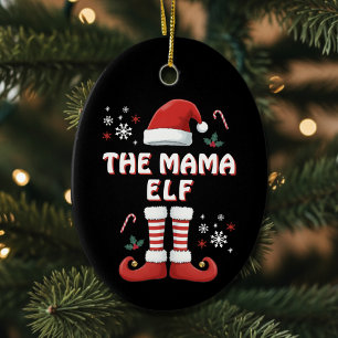 Elf Boots Santa Claus Hat Black Christmas Ceramic Ornament
