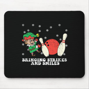 Elf Bowling Player Christmas Pajama X-mas Snowflak Mouse Pad
