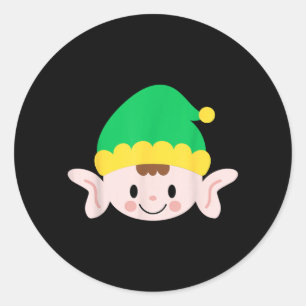 Elf Boy Face Funny Christmas Halloween Costume Classic Round Sticker