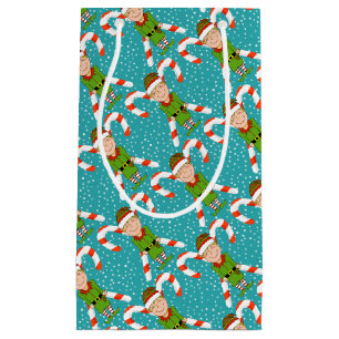 Elf & Candy Canes with Snow Christmas Gift Bag
