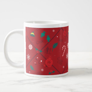 Elf Candy Checker Pattern Large Coffee Mug