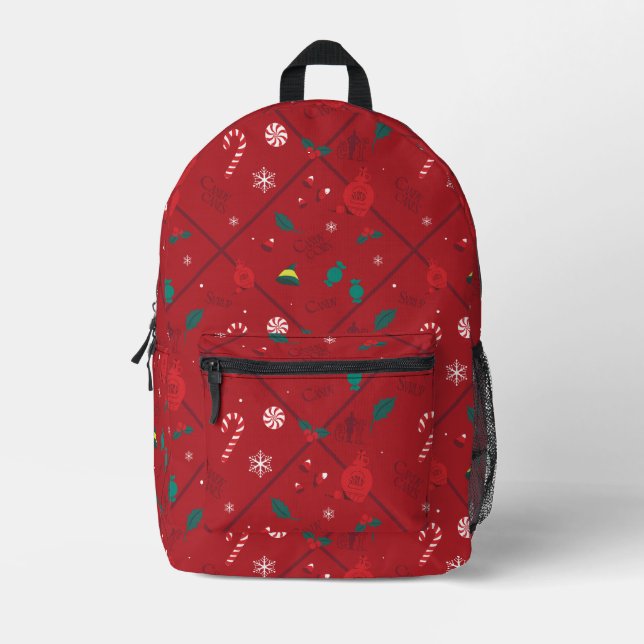 Elf Candy Chequered Pattern Printed Backpack (Front)
