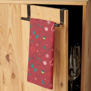 Elf Candy Chequered Pattern Tea Towel