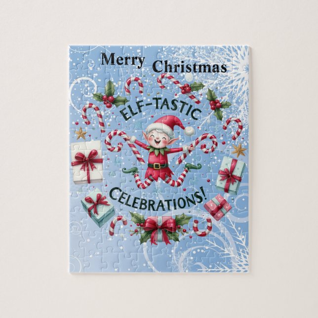  Elf Celebrating Christmas Jigsaw Puzzle (Vertical)
