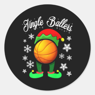 Elf Christmas Basketball Matching Family Group Par Classic Round Sticker