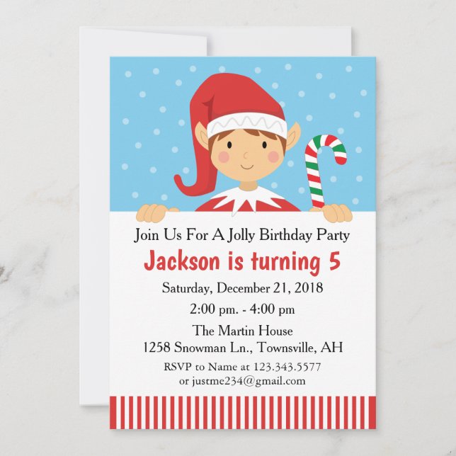 Elf Christmas Birthday Party Invitation (Front)