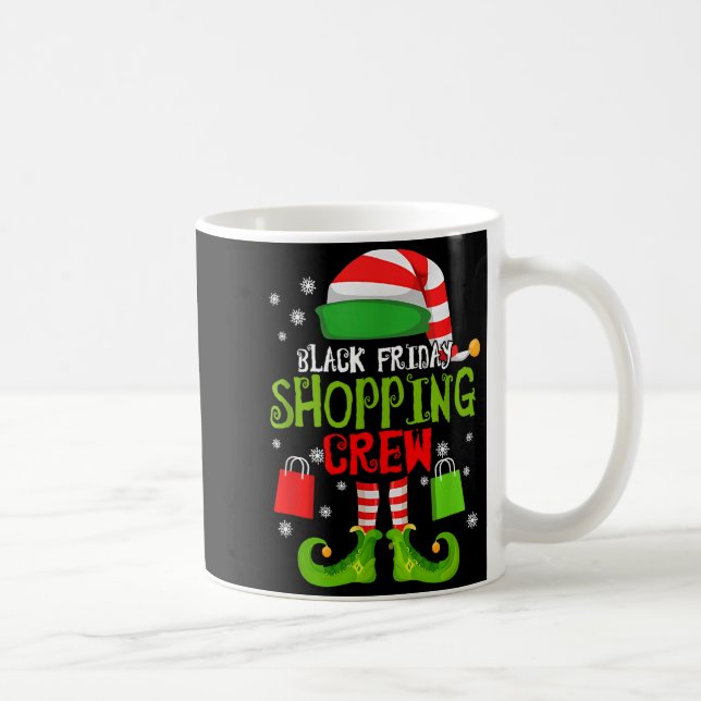 Elf Christmas Black Shopng Funny Friday Shopng Cre Coffee Mug (Right)