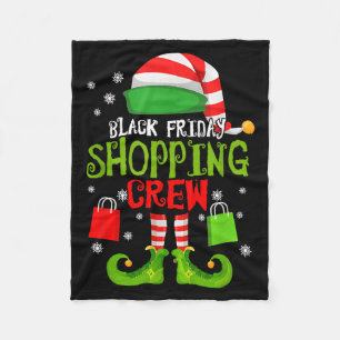 Elf Christmas Black Shopng Funny Friday Shopng Cre Fleece Blanket