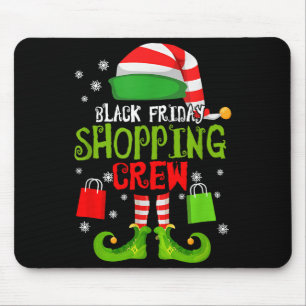 Elf Christmas Black Shopng Funny Friday Shopng Cre Mouse Pad