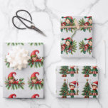 Elf Christmas Branches Kids  Wrapping Paper Sheet<br><div class="desc">The cutest little elves stretched out on a branch, or on a swing, to wrap your little one's Christmas gifts in. Three different views of the elf, on a coloured background, that blend, can be changed out by yourself, or get them as they are. Kids will want to keep this...</div>