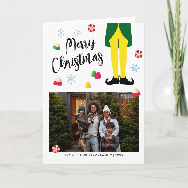 Elf Christmas Card with Photo (Front)