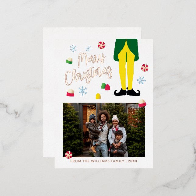 Elf Christmas Card with Photo (Front/Back)