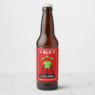 Elf Christmas Drink Beer Bottle Label