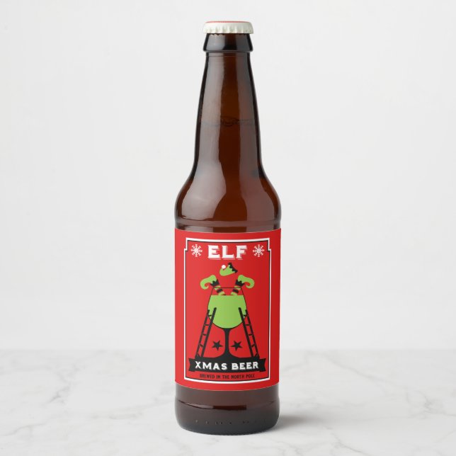 Elf Christmas Drink Beer Bottle Label (Front)