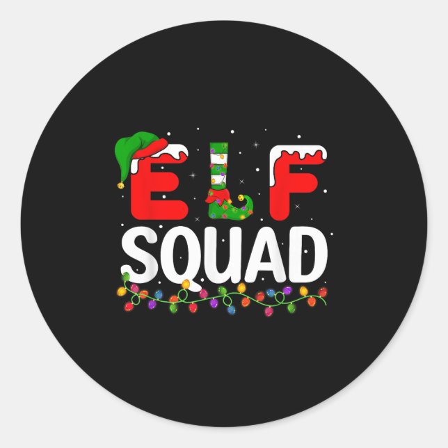 Elf Christmas Family Matching Xmas Pajama Elf Squa Classic Round Sticker (Front)