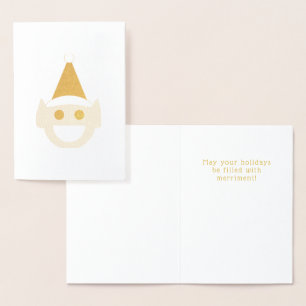 Elf Christmas Holiday Cute Fun Smiling Happy Foil  Foil Card
