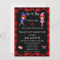 Elf Christmas Holiday Gender Reveal Buffalo Plaid