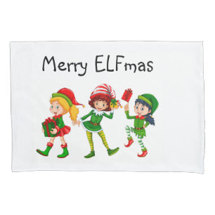 ELF Christmas Pattern Wrapping Paper Pillowcase