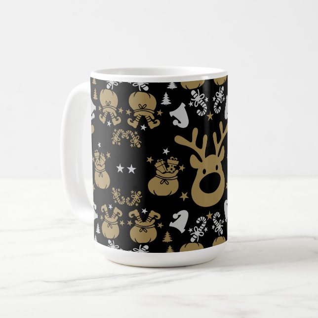 Elf Christmas Wrapping Coffee Mug (Front Left)