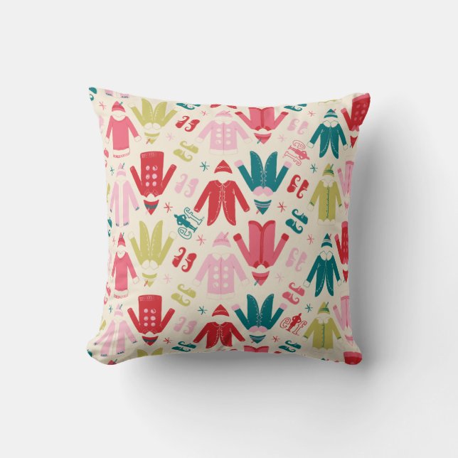 Elf Colourful Coat and Shoes Pattern Cushion (Front)