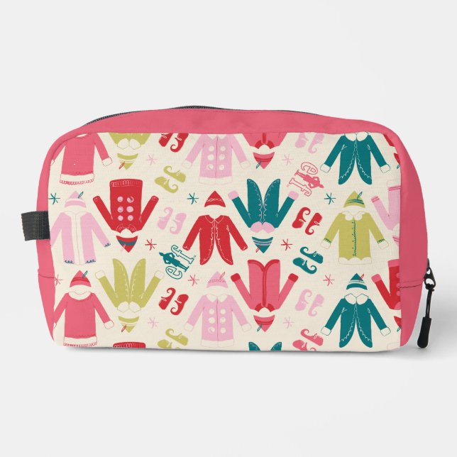 Elf Colourful Coat and Shoes Pattern Dopp Kit (Front)