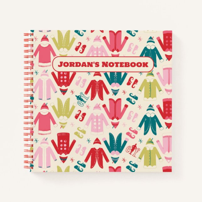 Elf Colourful Coat and Shoes Pattern Notebook (Front)