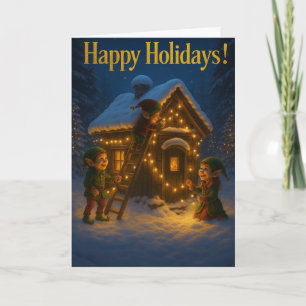 Elf Cottage Card with Gold Message