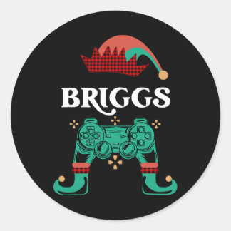 Elf Custom Name Briggs Christmas Legendary Video G Classic Round Sticker